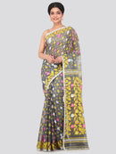 PinkLoom Women's soft Jamdani Saree without Blouse Piece (GB300_Grey)