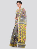 PinkLoom Women's soft Jamdani Saree without Blouse Piece (GB300_Grey)