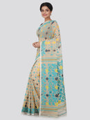 PinkLoom Women's soft Jamdani Saree without Blouse Piece (GB301_Beige)