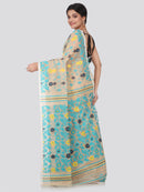 PinkLoom Women's soft Jamdani Saree without Blouse Piece (GB301_Beige)