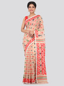 PinkLoom Women's soft Jamdani Saree without Blouse Piece (GB304_Beige)