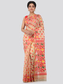 PinkLoom Women's soft Jamdani Saree without Blouse Piece (GB305_Beige)