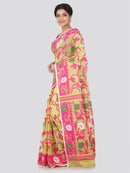 PinkLoom Women's soft Jamdani Saree without Blouse Piece (GB309_Yellow)