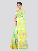 PinkLoom Women's soft Jamdani Saree without Blouse Piece (GB310_Light Green)