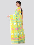 PinkLoom Women's soft Jamdani Saree without Blouse Piece (GB310_Light Green)