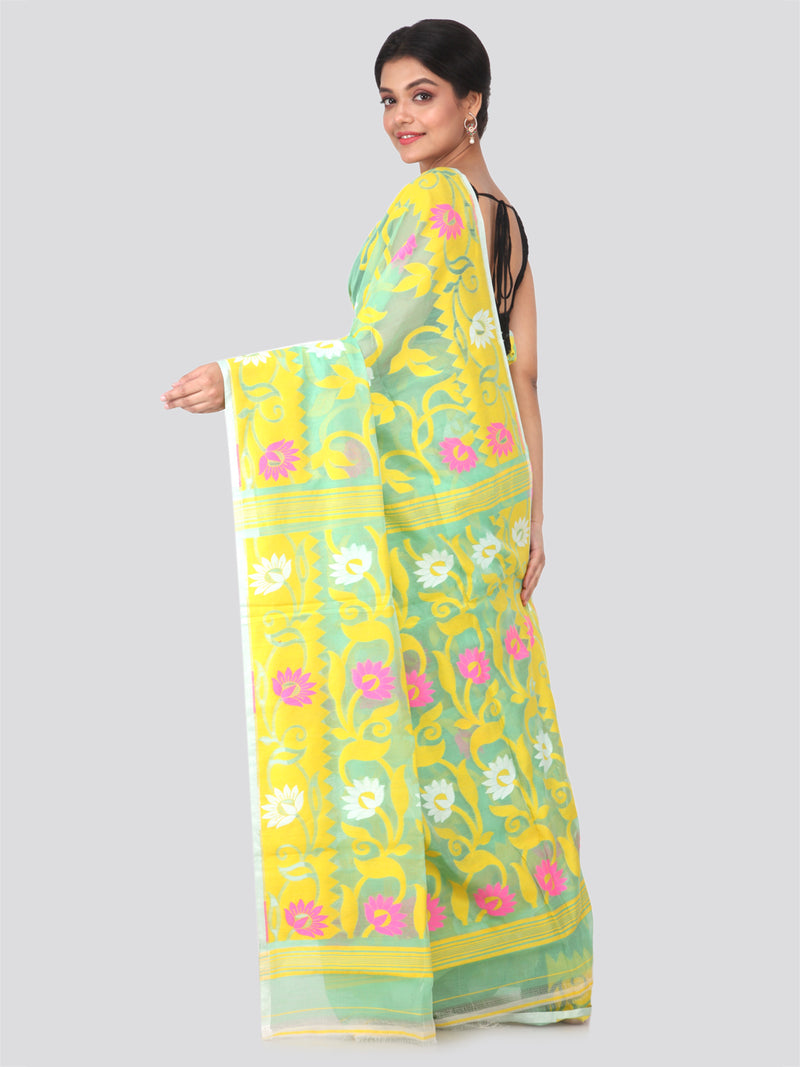 PinkLoom Women's soft Jamdani Saree without Blouse Piece (GB310_Light Green)