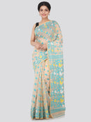 PinkLoom Women's soft Jamdani Saree without Blouse Piece (GB313_Beige)