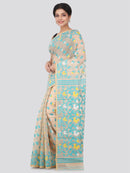 PinkLoom Women's soft Jamdani Saree without Blouse Piece (GB313_Beige)