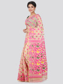 PinkLoom Women's soft Jamdani Saree without Blouse Piece (GB314_Beige)