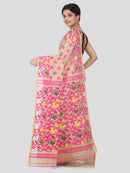PinkLoom Women's soft Jamdani Saree without Blouse Piece (GB314_Beige)