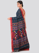 PinkLoom Women's Cotton Saree With Blouse Piece (GB316_Blue)