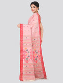 PinkLoom Women's Cotton Saree With Blouse Piece (GB318_Red)