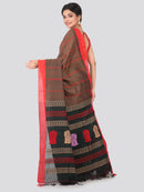 PinkLoom Women's Cotton Saree With Blouse Piece (GB328_Brown)