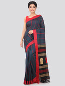 PinkLoom Women's Cotton Saree With Blouse Piece (GB329_Blue)