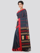 PinkLoom Women's Cotton Saree With Blouse Piece (GB329_Blue)