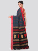 PinkLoom Women's Cotton Saree With Blouse Piece (GB329_Blue)