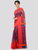 PinkLoom Women's soft Jamdani Saree without Blouse Piece (GB330_Blue)