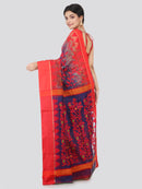 PinkLoom Women's soft Jamdani Saree without Blouse Piece (GB330_Blue)