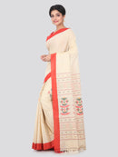 PinkLoom Women's Cotton Saree With Blouse Piece (GB331_Beige)