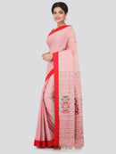 PinkLoom Women's Cotton Saree With Blouse Piece (GB332_Red)