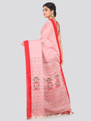PinkLoom Women's Cotton Saree With Blouse Piece (GB332_Red)