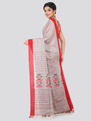 PinkLoom Women's Cotton Saree With Blouse Piece (GB333_Grey)