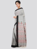 PinkLoom Women's Cotton Saree With Blouse Piece (GB334_Grey)