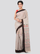 PinkLoom Women's Cotton Saree With Blouse Piece (GB335_Light Brown)