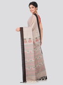 PinkLoom Women's Cotton Saree With Blouse Piece (GB335_Light Brown)