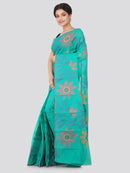 PinkLoom Women's Cotton Saree With Blouse Piece (GB337_Blue)
