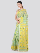PinkLoom Women's soft Jamdani Saree without Blouse Piece (GB341_Light Green)