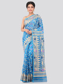 PinkLoom Women's soft Jamdani Saree without Blouse Piece (GB342_Blue)