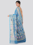 PinkLoom Women's soft Jamdani Saree without Blouse Piece (GB342_Blue)