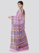 PinkLoom Women's soft Jamdani Saree without Blouse Piece (GB345_Purple)