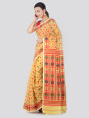 PinkLoom Women's soft Jamdani Saree without Blouse Piece (GB346_Yellow)