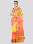 PinkLoom Women's soft Jamdani Saree without Blouse Piece (GB351_Yellow)