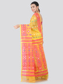 PinkLoom Women's soft Jamdani Saree without Blouse Piece (GB351_Yellow)