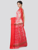 PinkLoom Women's soft Jamdani Saree without Blouse Piece (GB353_White)