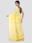 PinkLoom Women's soft Jamdani Saree without Blouse Piece (GB354_Yellow)