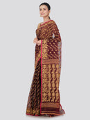 PinkLoom Women's soft Jamdani Saree without Blouse Piece (GB355_Brown)