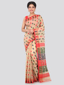 PinkLoom Women's soft Jamdani Saree without Blouse Piece (GB357_Beige)