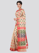 PinkLoom Women's soft Jamdani Saree without Blouse Piece (GB357_Beige)
