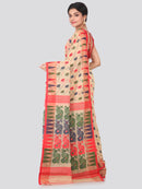 PinkLoom Women's soft Jamdani Saree without Blouse Piece (GB357_Beige)