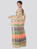 PinkLoom Women's soft Jamdani Saree without Blouse Piece (GB358_Beige)