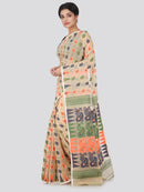 PinkLoom Women's soft Jamdani Saree without Blouse Piece (GB358_Beige)