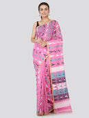 PinkLoom Women's soft Jamdani Saree without Blouse Piece (GB359_Pink)