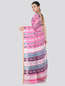 PinkLoom Women's soft Jamdani Saree without Blouse Piece (GB359_Pink)