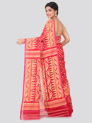 PinkLoom Women's soft Jamdani Saree without Blouse Piece (GB361_Pink)