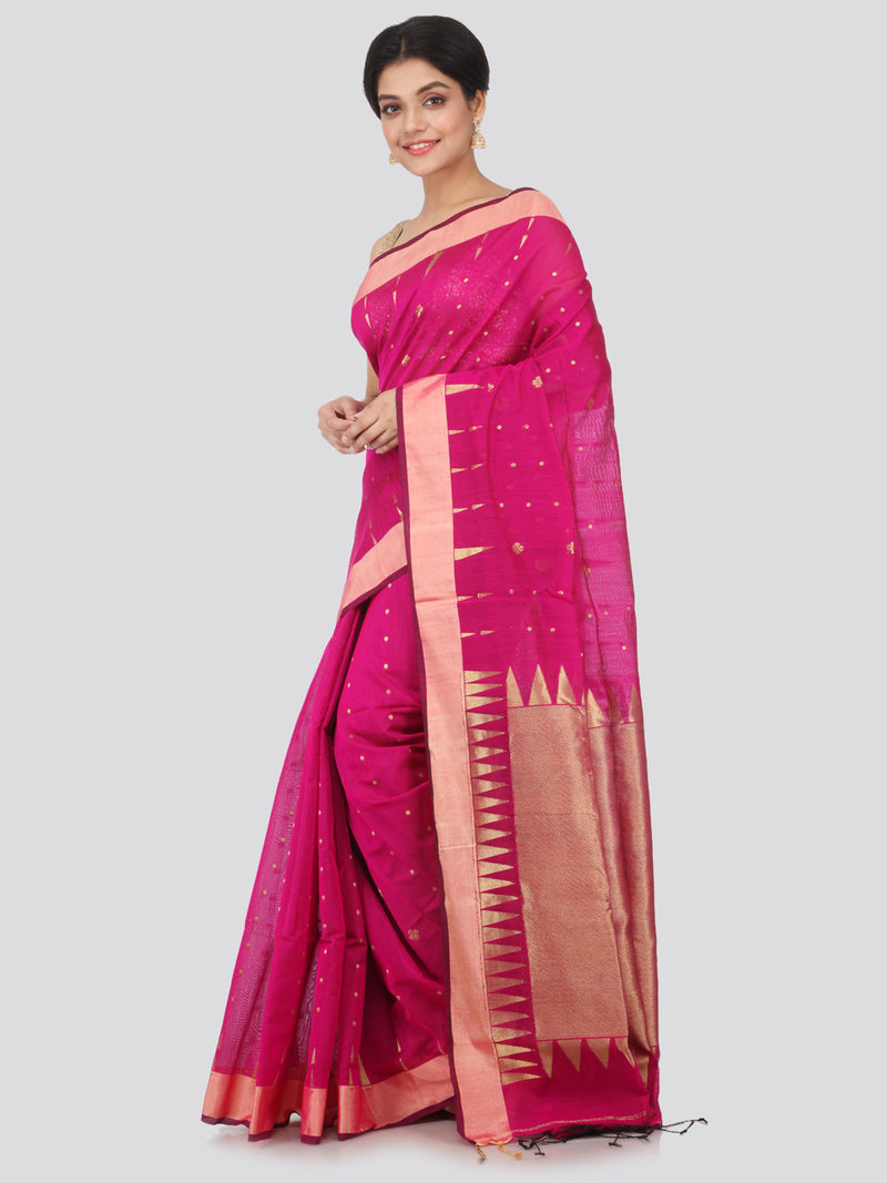 PinkLoom Women's Cotton Silk Saree With Blouse Piece (GB363_Pink)