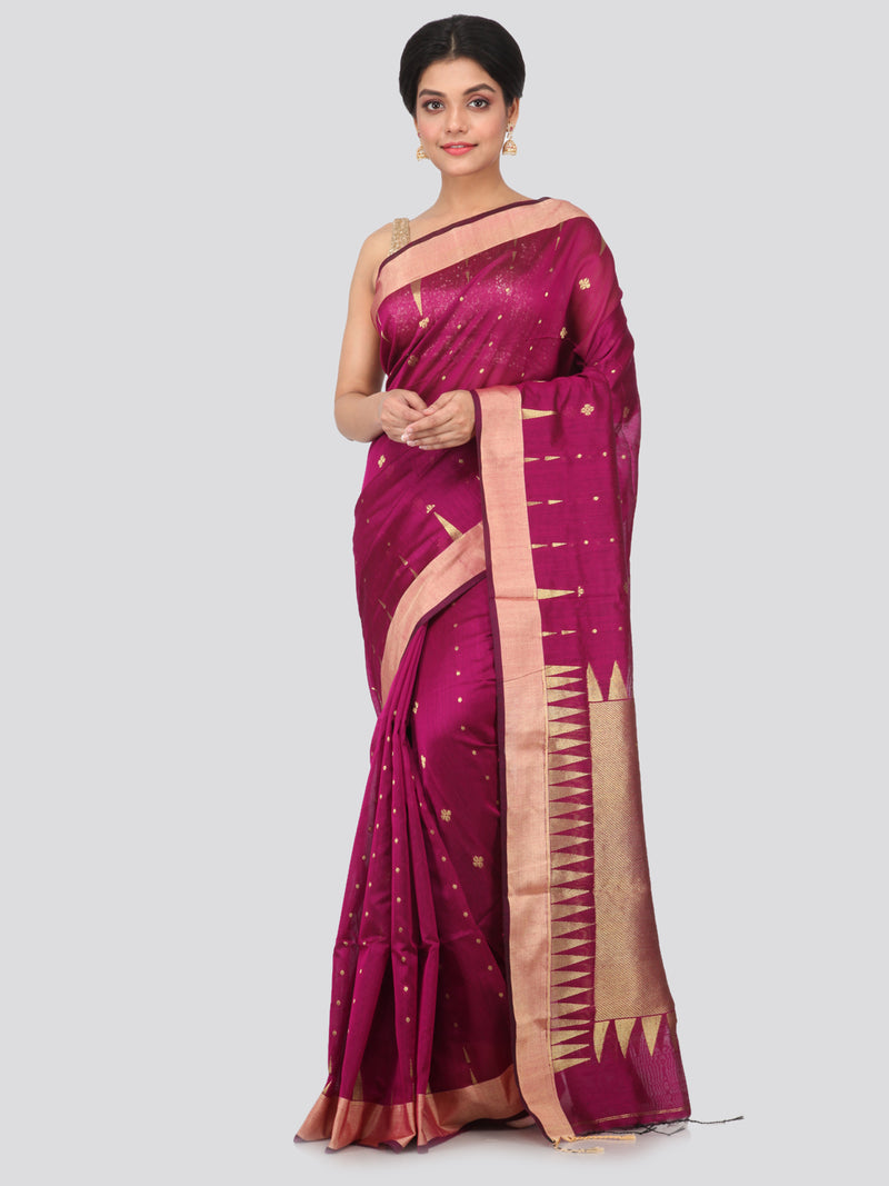 PinkLoom Women's Cotton Silk Saree With Blouse Piece (GB365_Pink)